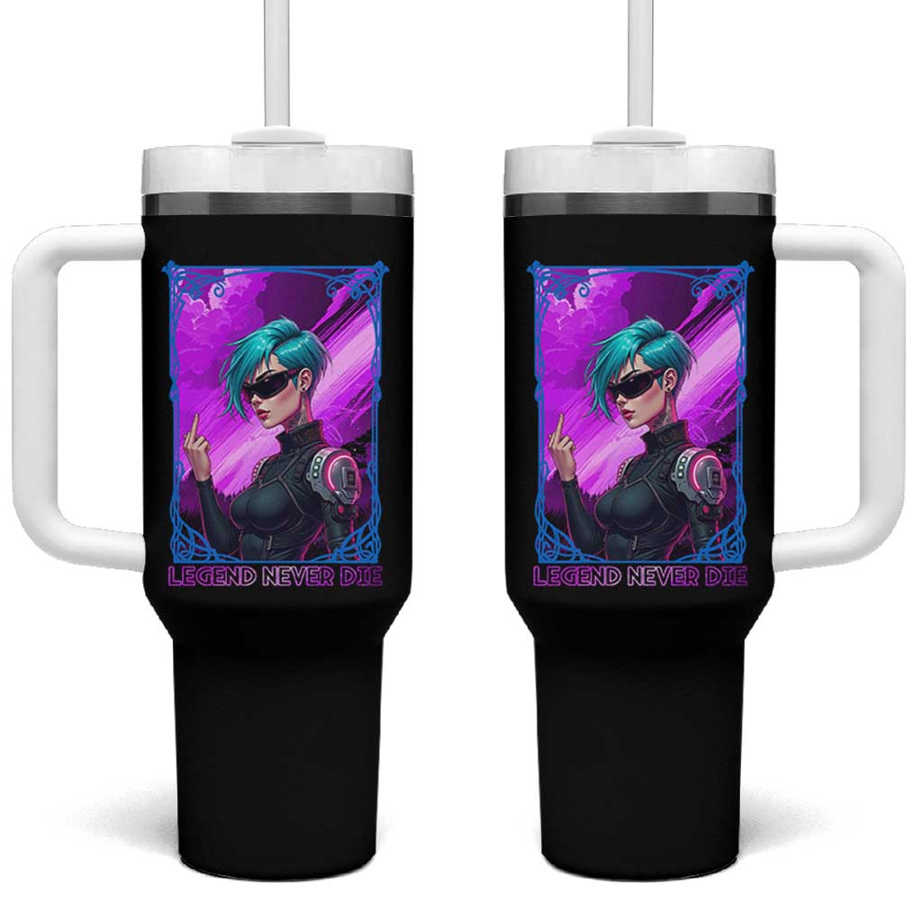 Cyberpunk Girl Legend Never Die Tumbler With Handle Gaming Aesthetic Gift - Wonder Print Shop