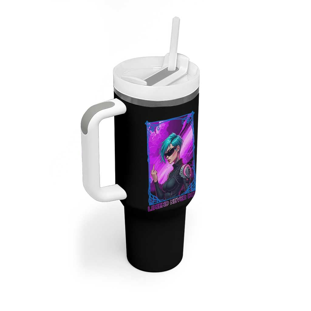 Cyberpunk Girl Legend Never Die Tumbler With Handle Gaming Aesthetic Gift - Wonder Print Shop