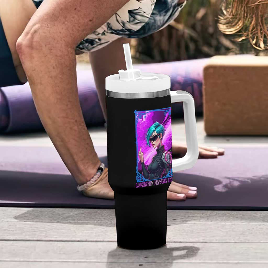 Cyberpunk Girl Legend Never Die Tumbler With Handle Gaming Aesthetic Gift - Wonder Print Shop