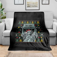 Funny Liberty Statue Ugly Sweater Gift Throw Blanket Merry Resistmas - Wonder Print Shop