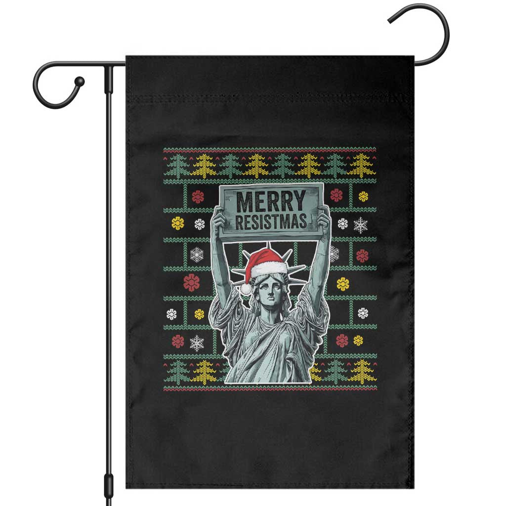 Funny Liberty Statue Ugly Sweater Gift Garden Flag Merry Resistmas - Wonder Print Shop