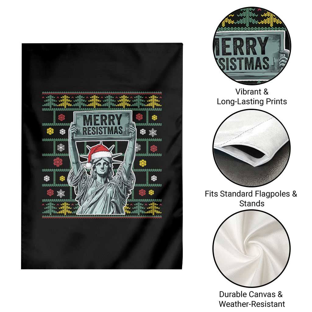 Funny Liberty Statue Ugly Sweater Gift Garden Flag Merry Resistmas - Wonder Print Shop