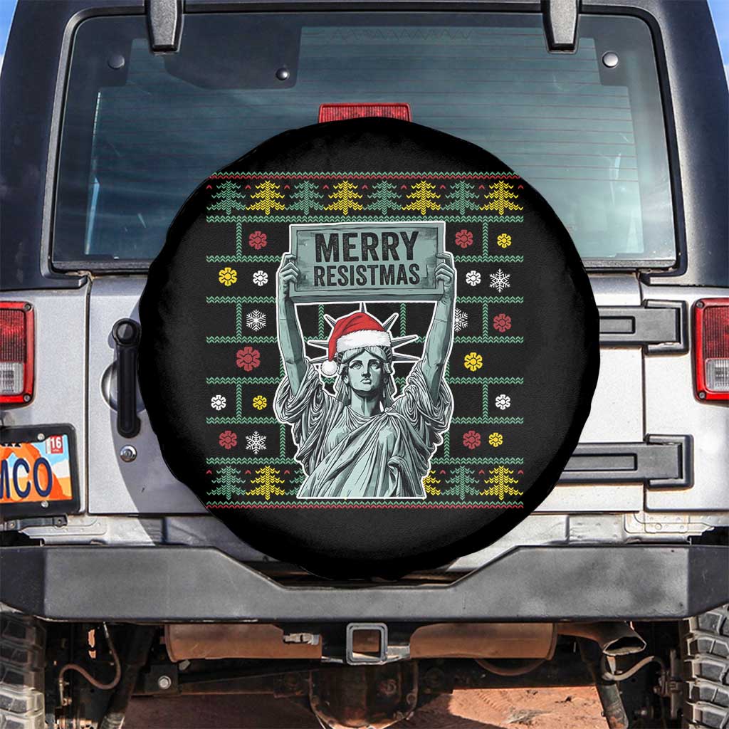 Funny Liberty Statue Ugly Sweater Gift Spare Tire Cover Merry Resistmas - Wonder Print Shop