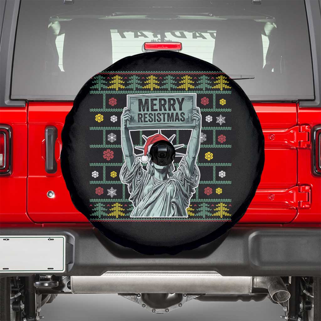 Funny Liberty Statue Ugly Sweater Gift Spare Tire Cover Merry Resistmas - Wonder Print Shop