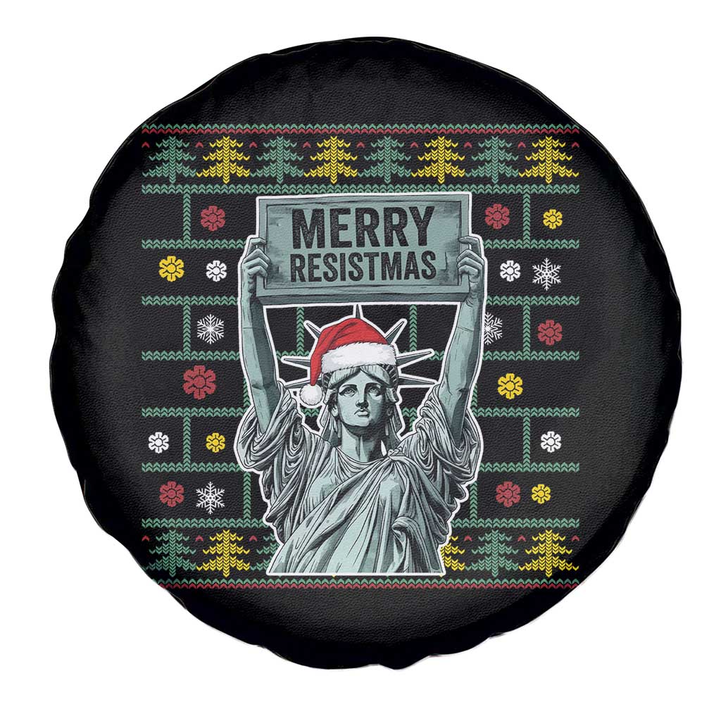 Funny Liberty Statue Ugly Sweater Gift Spare Tire Cover Merry Resistmas - Wonder Print Shop