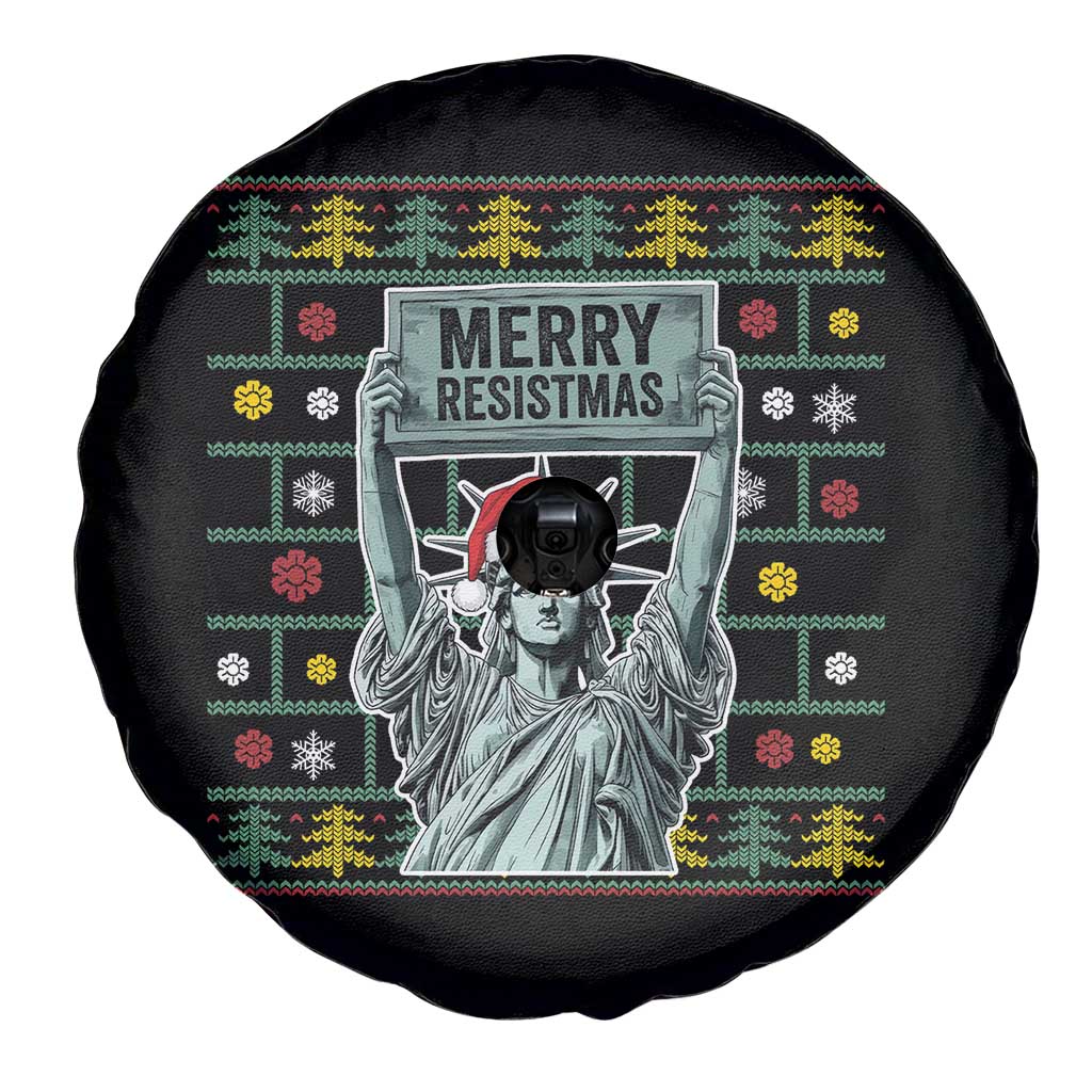 Funny Liberty Statue Ugly Sweater Gift Spare Tire Cover Merry Resistmas - Wonder Print Shop