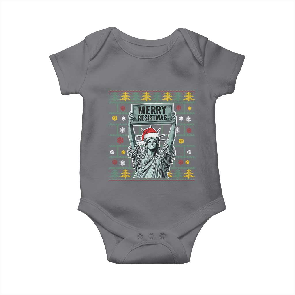 Funny Liberty Statue Ugly Sweater Gift Baby Onesie Merry Resistmas - Wonder Print Shop