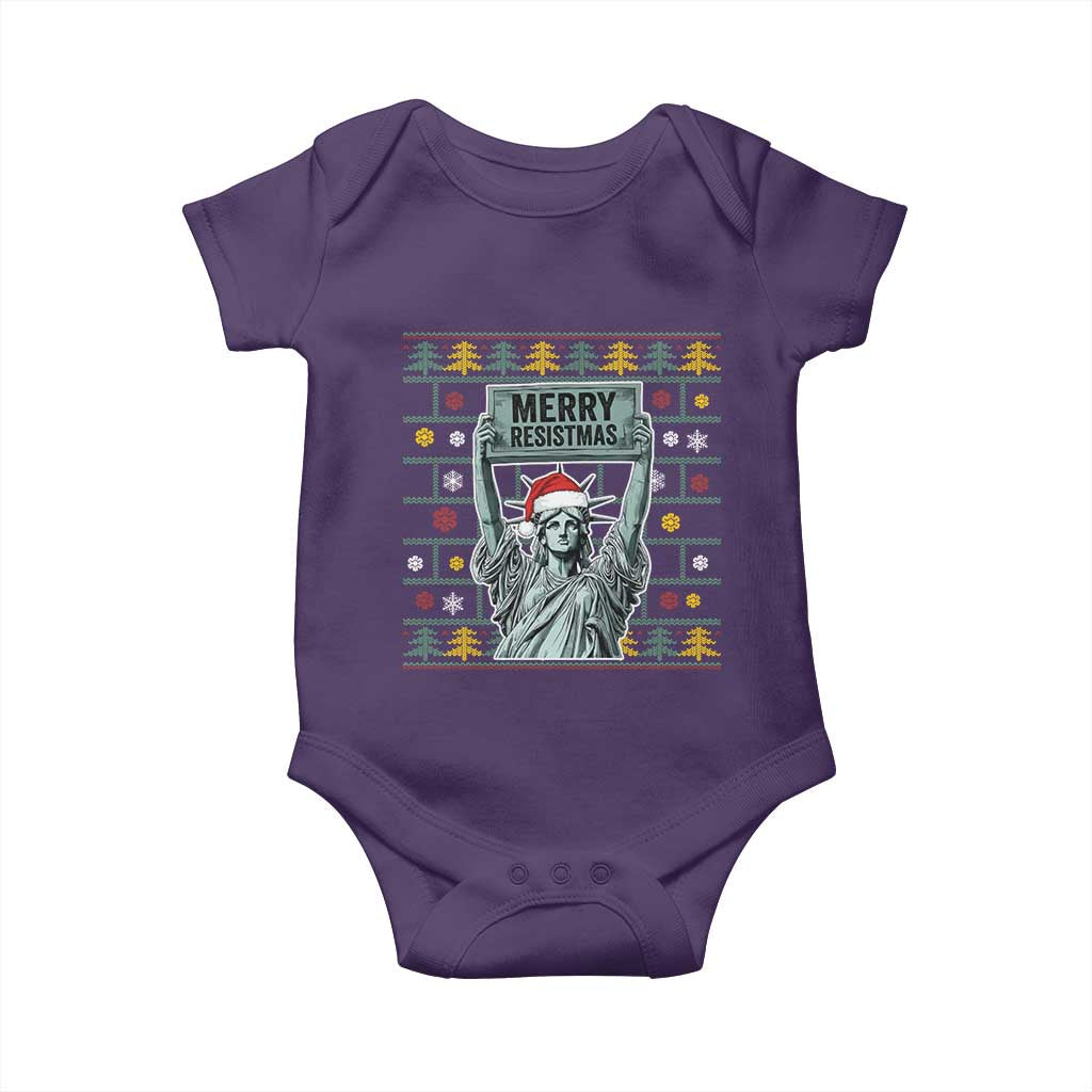 Funny Liberty Statue Ugly Sweater Gift Baby Onesie Merry Resistmas - Wonder Print Shop