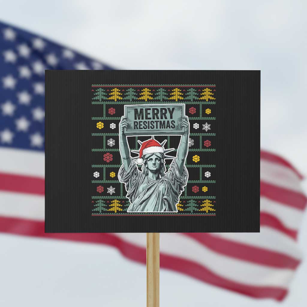 Funny Liberty Statue Ugly Sweater Gift Protest Sign Merry Resistmas - Wonder Print Shop