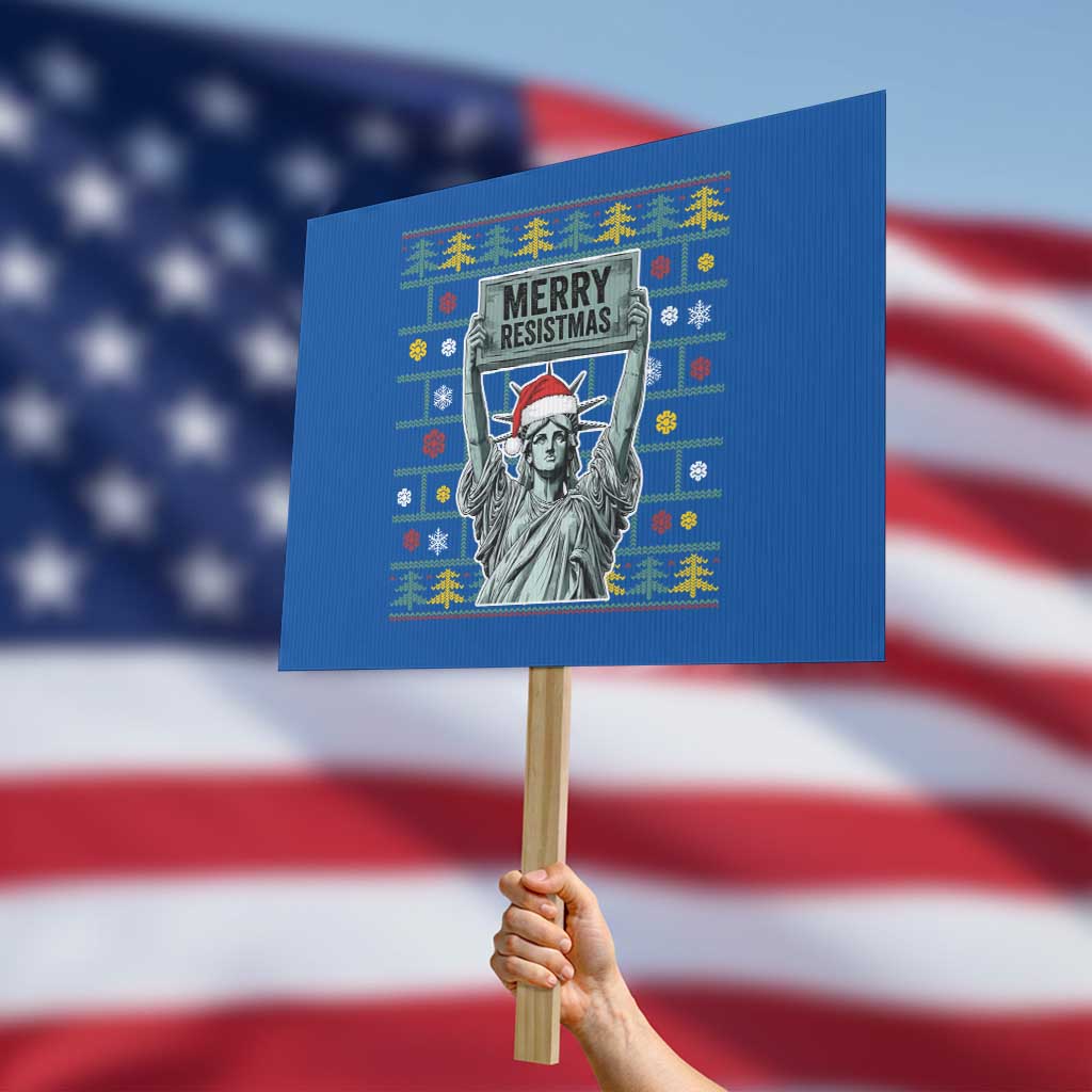 Funny Liberty Statue Ugly Sweater Gift Protest Sign Merry Resistmas - Wonder Print Shop