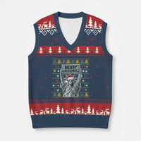 Funny Liberty Statue Ugly Sweater Gift V-Neck Knit Sweater Vest Merry Resistmas - Wonder Print Shop