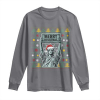 Funny Liberty Statue Ugly Sweater Gift Long Sleeve Shirt Merry Resistmas - Wonder Print Shop