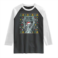 Funny Liberty Statue Ugly Sweater Gift Raglan Shirt Merry Resistmas - Wonder Print Shop