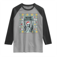 Funny Liberty Statue Ugly Sweater Gift Raglan Shirt Merry Resistmas - Wonder Print Shop