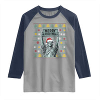 Funny Liberty Statue Ugly Sweater Gift Raglan Shirt Merry Resistmas - Wonder Print Shop
