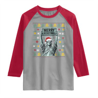 Funny Liberty Statue Ugly Sweater Gift Raglan Shirt Merry Resistmas - Wonder Print Shop