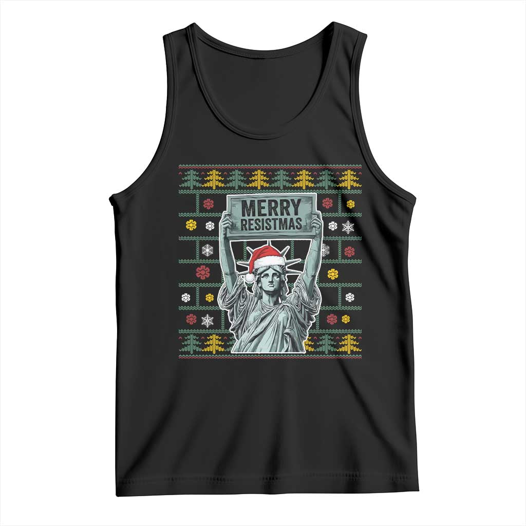 Funny Liberty Statue Ugly Sweater Gift Tank Top Merry Resistmas - Wonder Print Shop