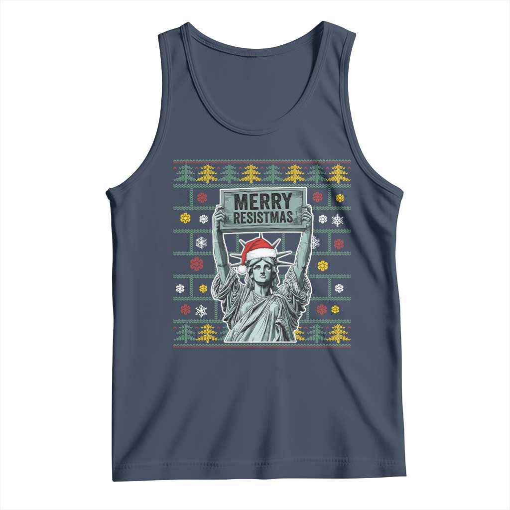 Funny Liberty Statue Ugly Sweater Gift Tank Top Merry Resistmas - Wonder Print Shop