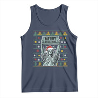 Funny Liberty Statue Ugly Sweater Gift Tank Top Merry Resistmas - Wonder Print Shop