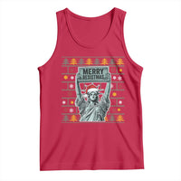 Funny Liberty Statue Ugly Sweater Gift Tank Top Merry Resistmas - Wonder Print Shop