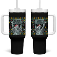 Funny Liberty Statue Ugly Sweater Gift Tumbler With Handle Merry Resistmas - Wonder Print Shop