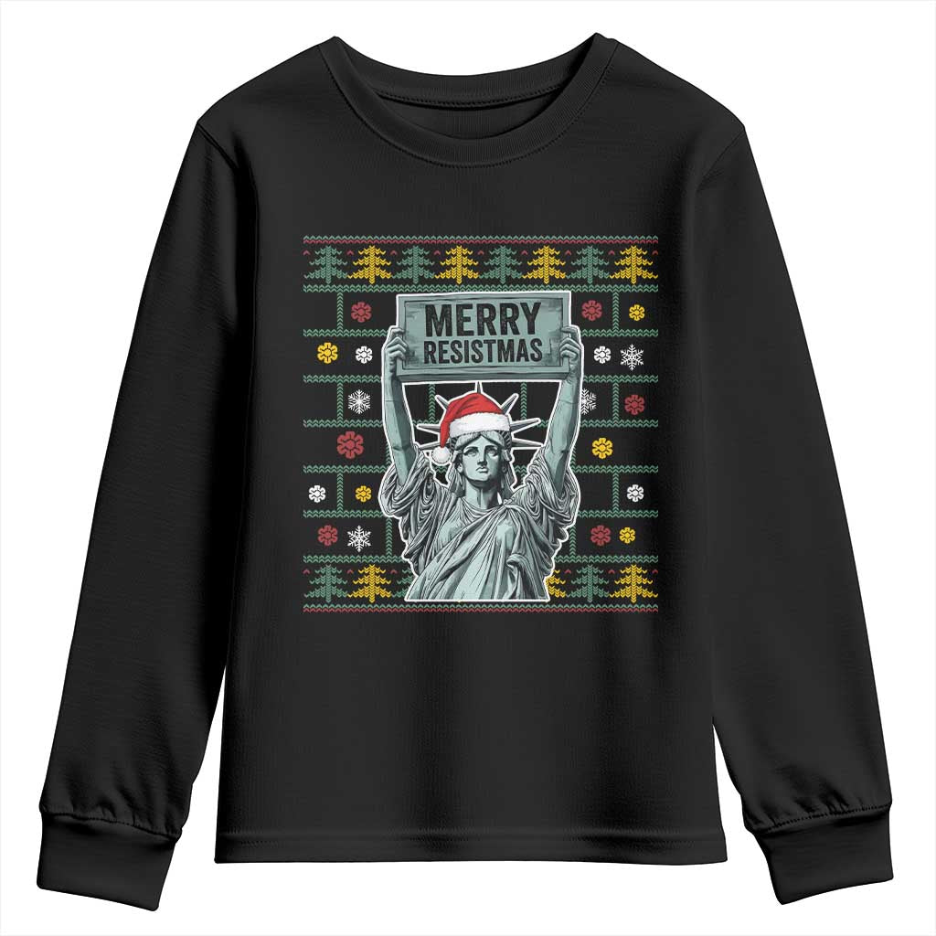Funny Liberty Statue Ugly Sweater Gift Youth Sweatshirt Merry Resistmas - Wonder Print Shop