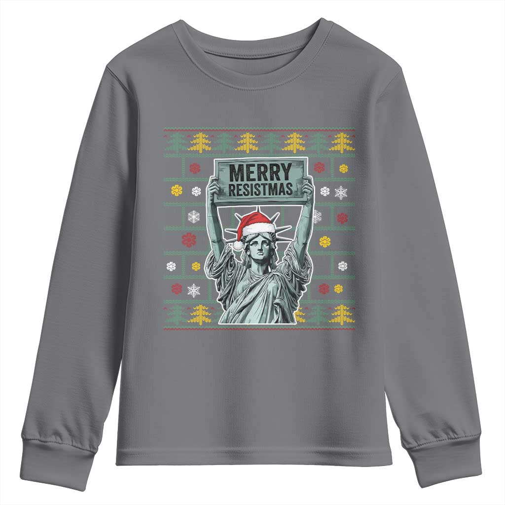 Funny Liberty Statue Ugly Sweater Gift Youth Sweatshirt Merry Resistmas - Wonder Print Shop