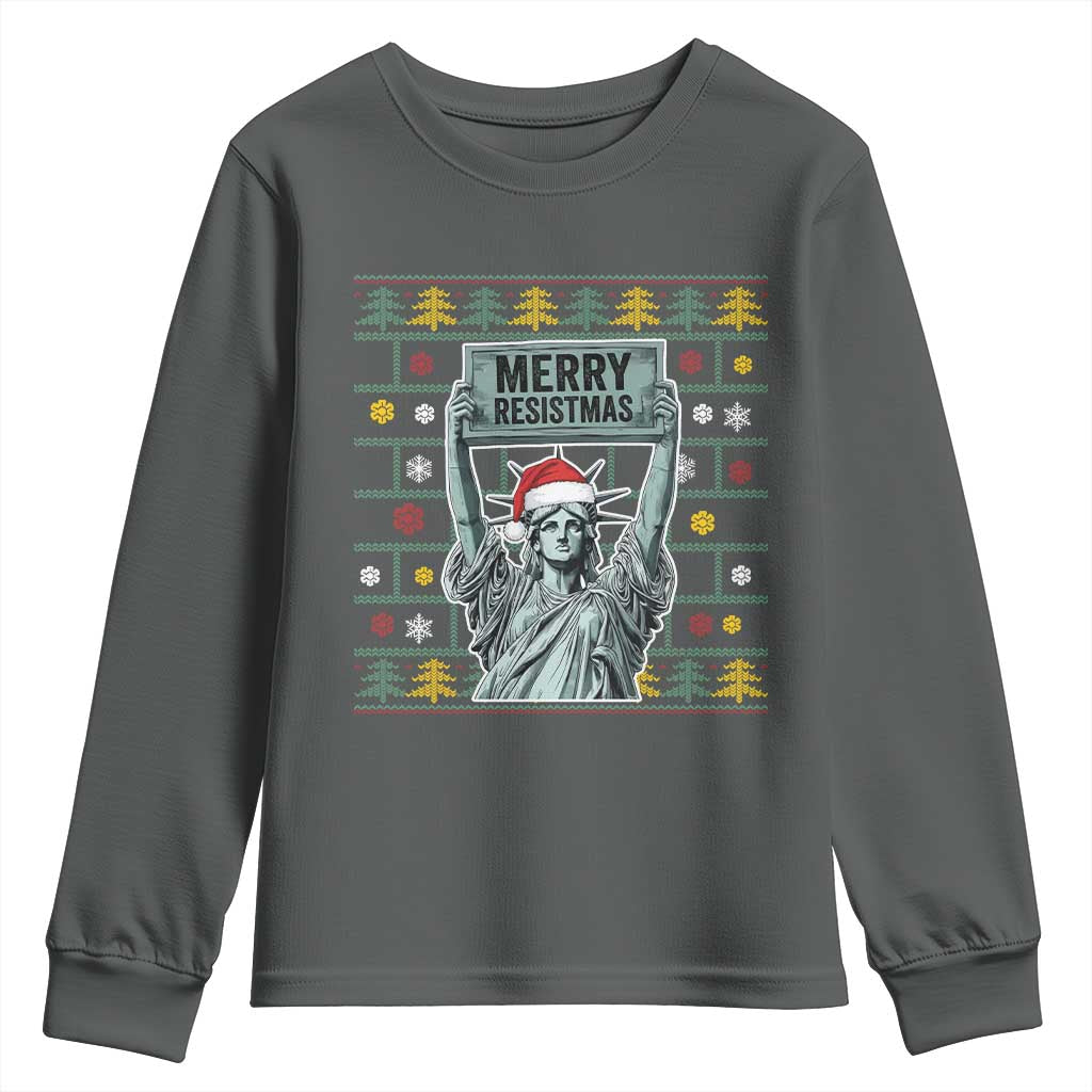 Funny Liberty Statue Ugly Sweater Gift Youth Sweatshirt Merry Resistmas - Wonder Print Shop