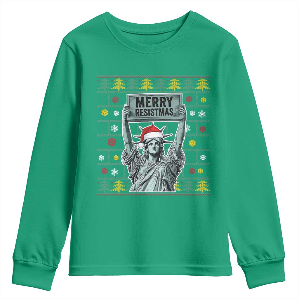 Funny Liberty Statue Ugly Sweater Gift Youth Sweatshirt Merry Resistmas - Wonder Print Shop