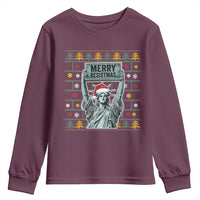 Funny Liberty Statue Ugly Sweater Gift Youth Sweatshirt Merry Resistmas - Wonder Print Shop