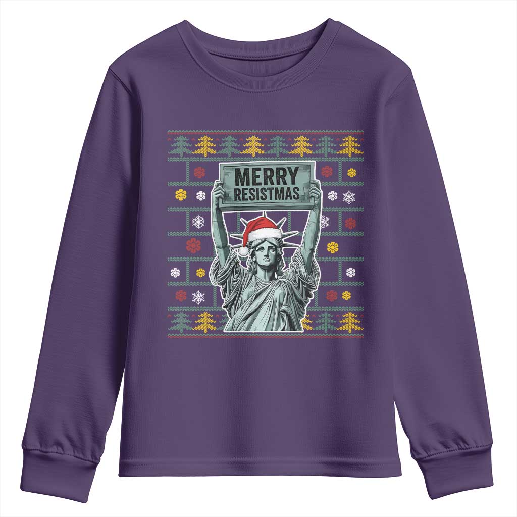Funny Liberty Statue Ugly Sweater Gift Youth Sweatshirt Merry Resistmas - Wonder Print Shop