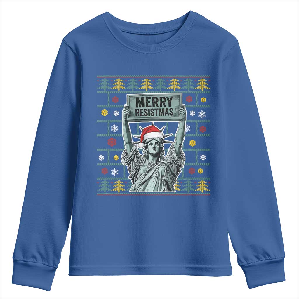 Funny Liberty Statue Ugly Sweater Gift Youth Sweatshirt Merry Resistmas - Wonder Print Shop
