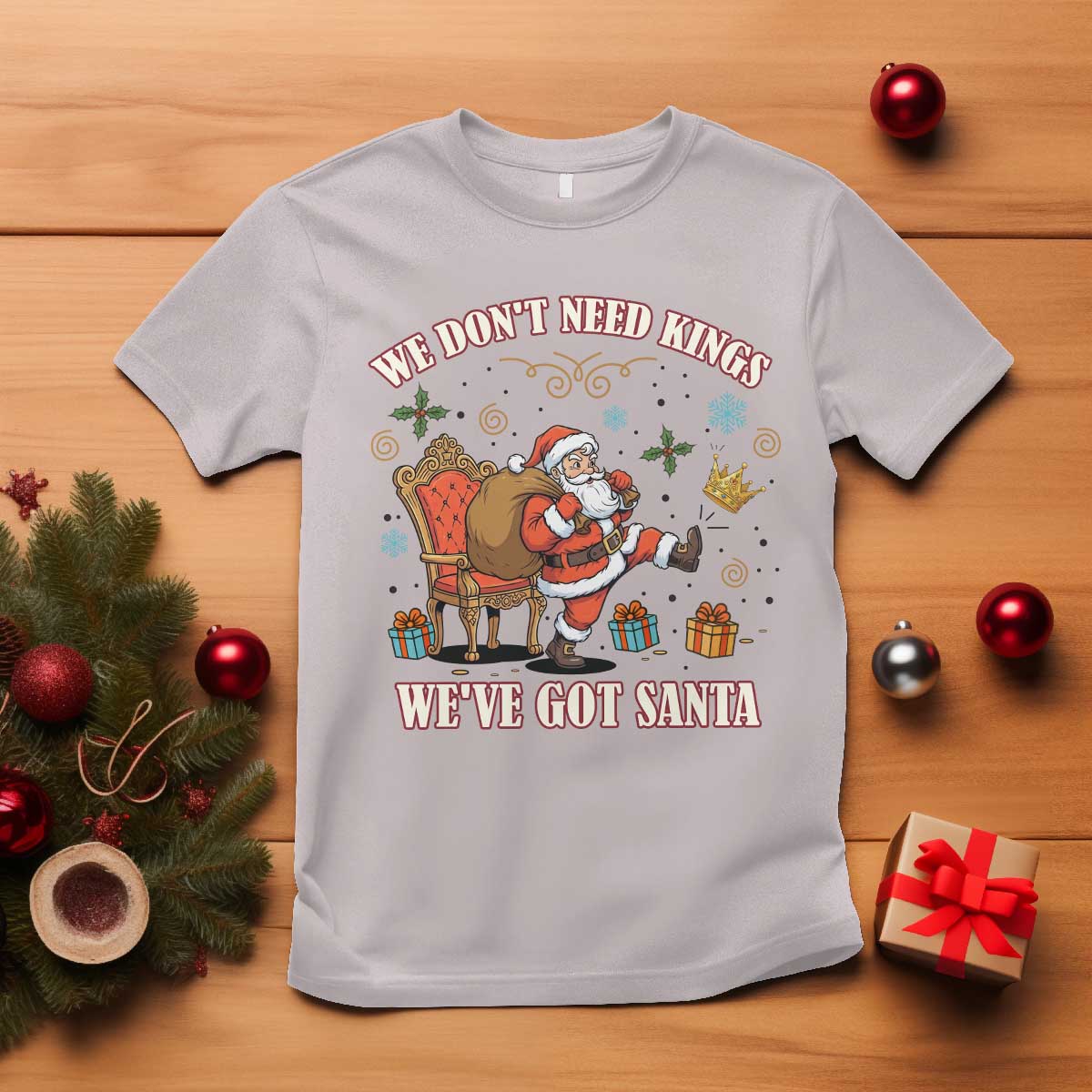 No Kings Only Santa T Shirt Funny Christmas Parody Gift - Wonder Print Shop