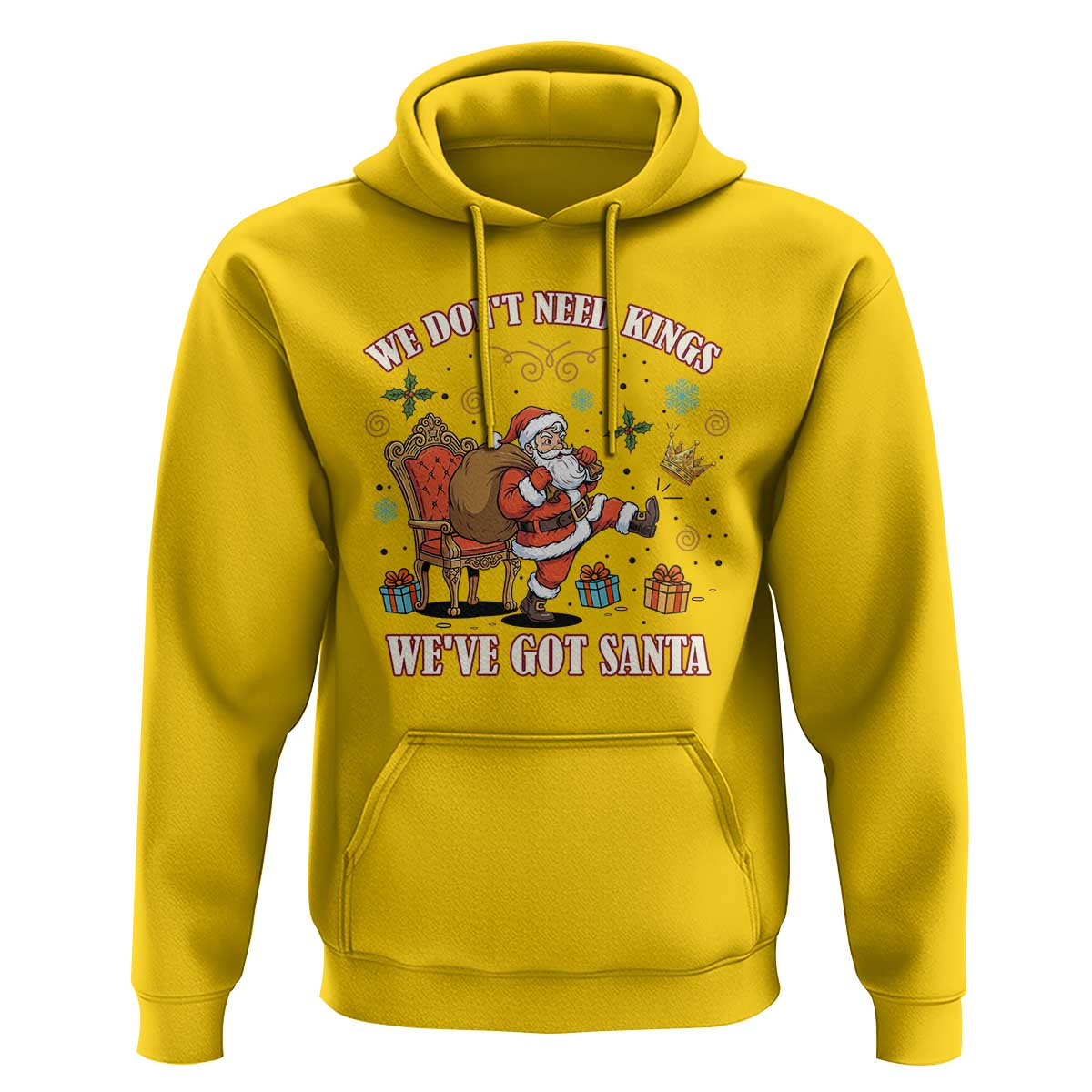 No Kings Only Santa Hoodie Funny Christmas Parody Gift - Wonder Print Shop