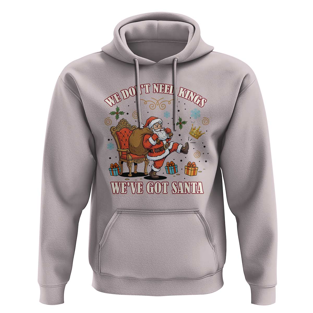 No Kings Only Santa Hoodie Funny Christmas Parody Gift - Wonder Print Shop