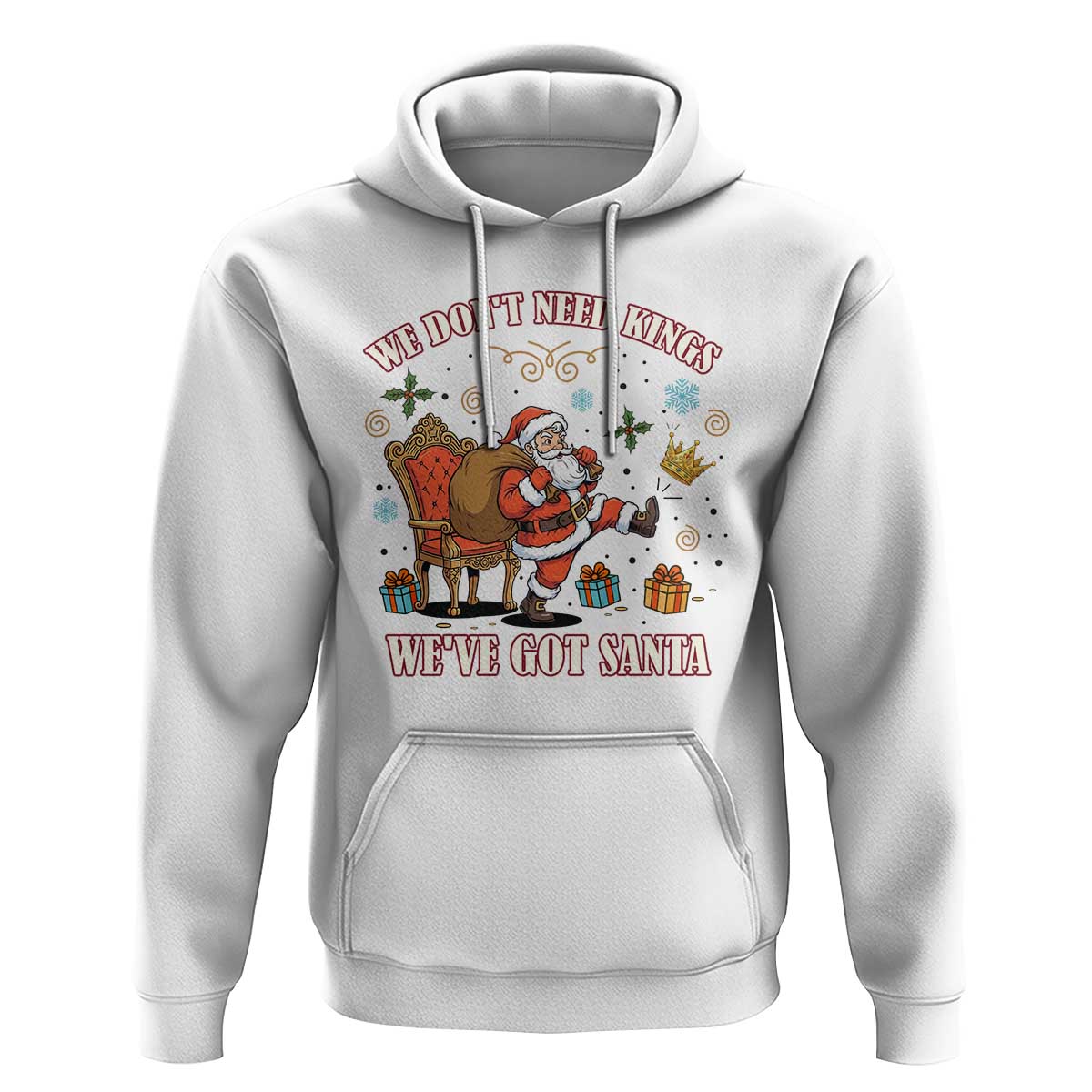 No Kings Only Santa Hoodie Funny Christmas Parody Gift - Wonder Print Shop