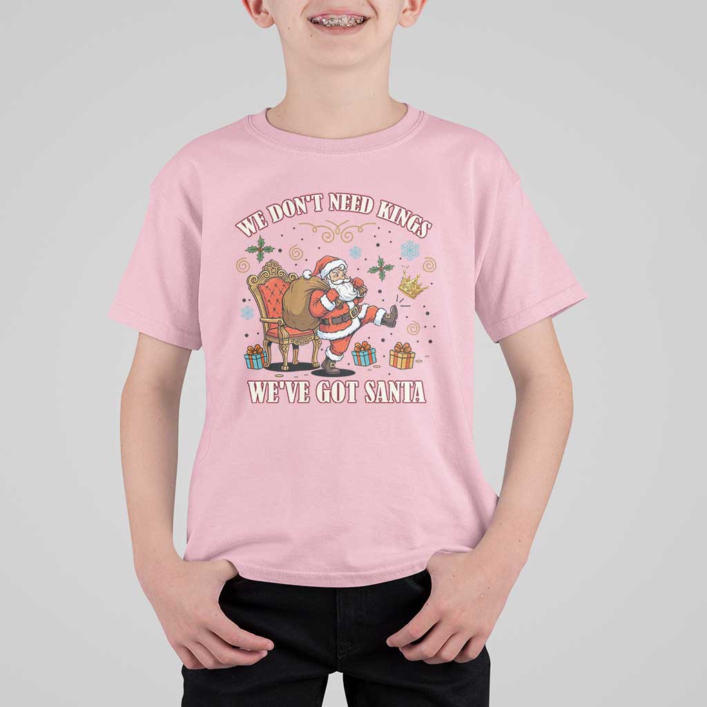 No Kings Only Santa T Shirt For Kid Funny Christmas Parody Gift - Wonder Print Shop