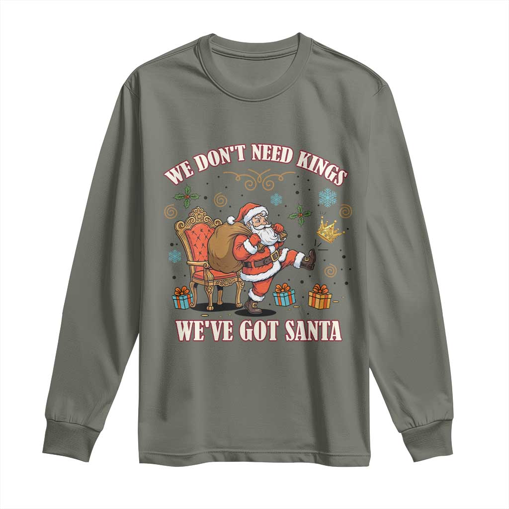 No Kings Only Santa Long Sleeve Shirt Funny Christmas Parody Gift - Wonder Print Shop