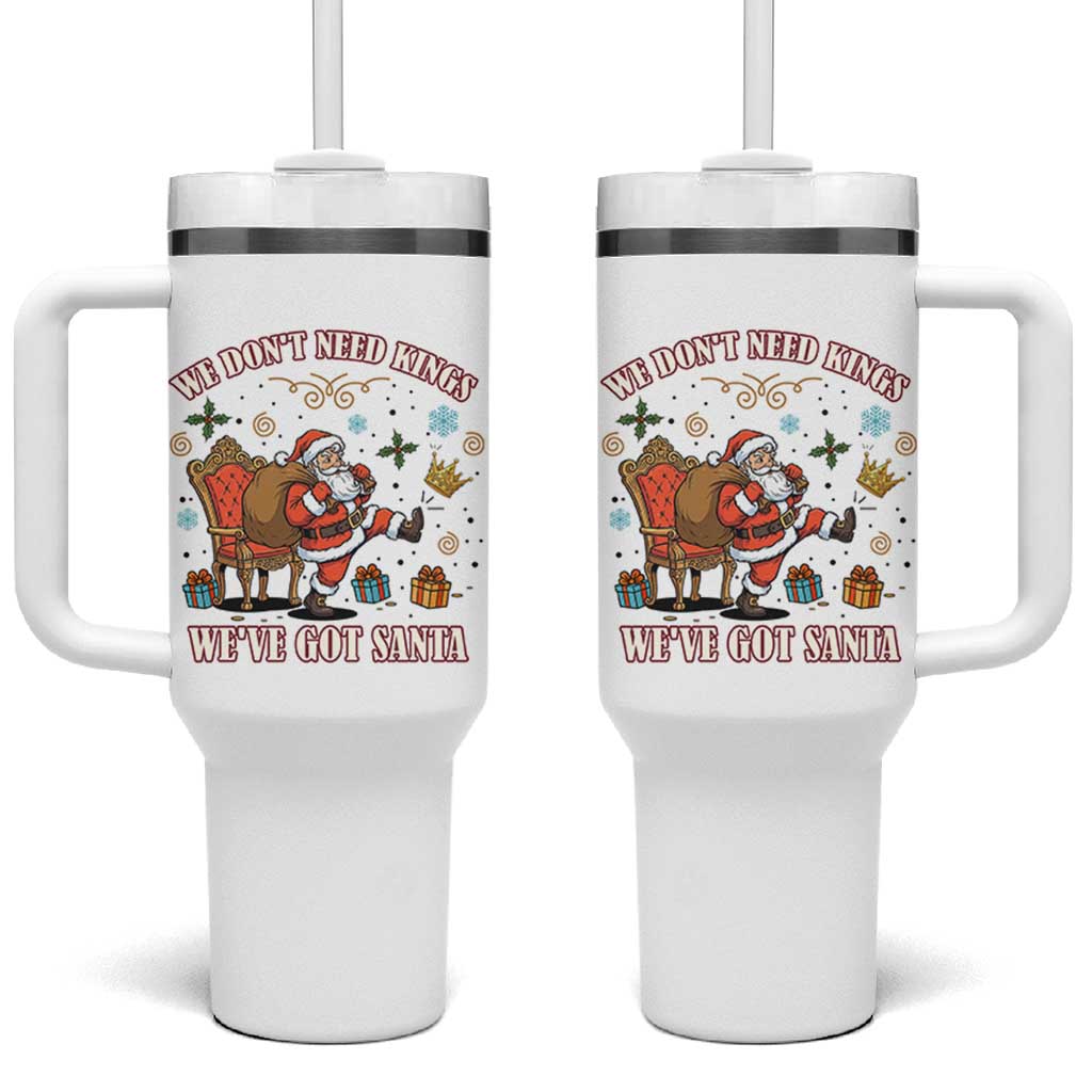 No Kings Only Santa Tumbler With Handle Funny Christmas Parody Gift - Wonder Print Shop