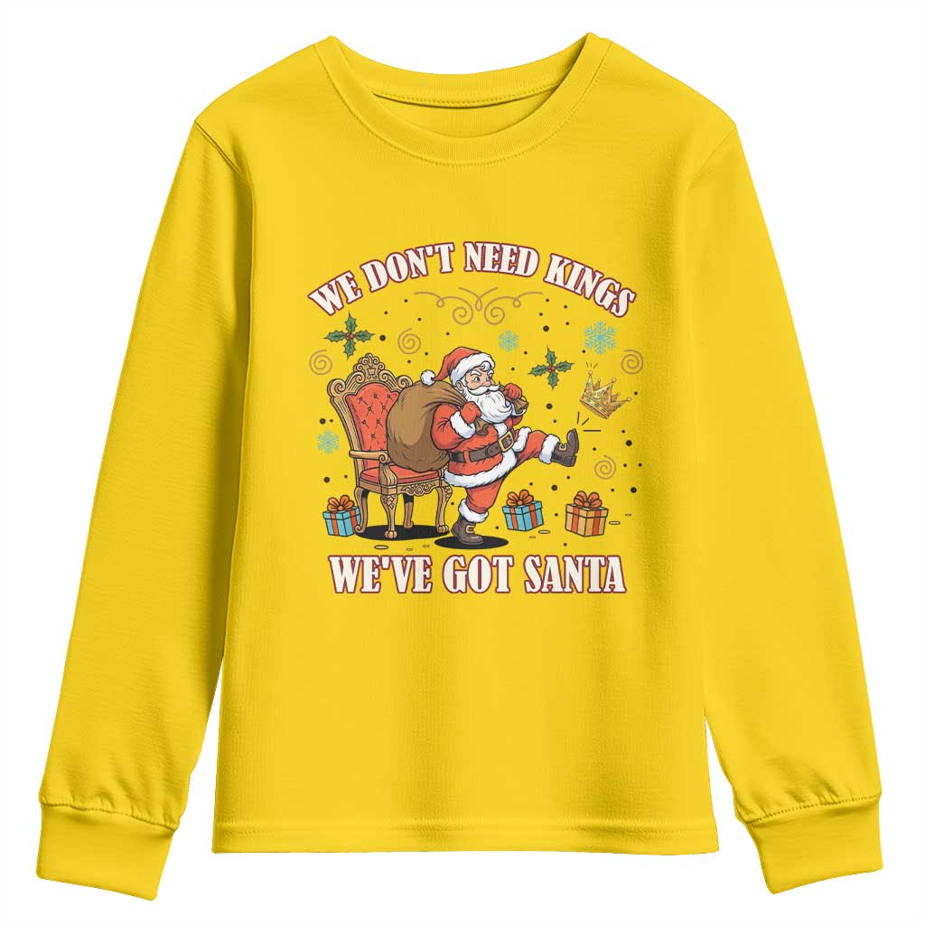 No Kings Only Santa Youth Sweatshirt Funny Christmas Parody Gift - Wonder Print Shop