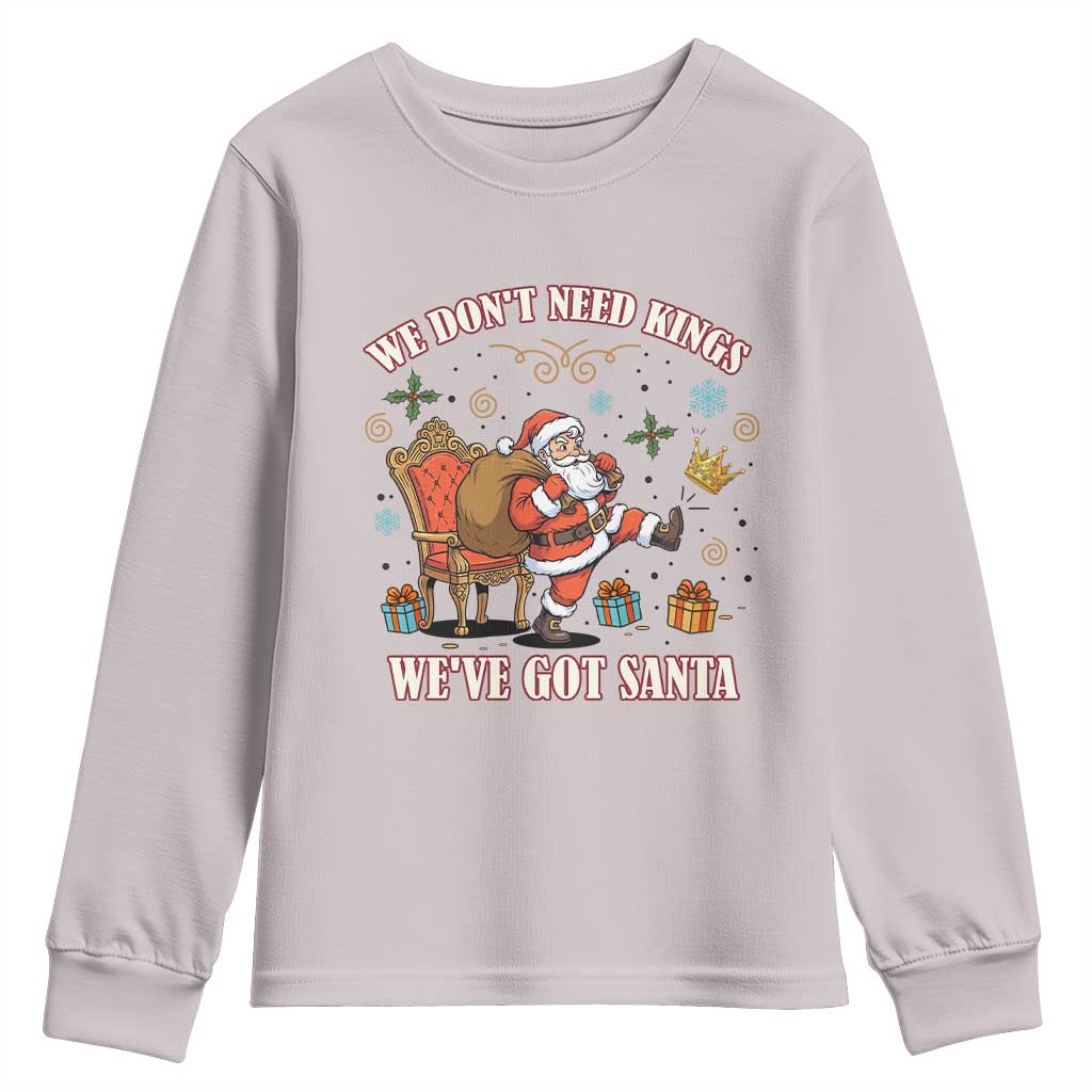 No Kings Only Santa Youth Sweatshirt Funny Christmas Parody Gift - Wonder Print Shop