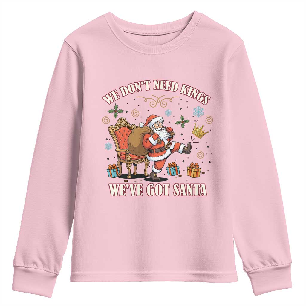 No Kings Only Santa Youth Sweatshirt Funny Christmas Parody Gift - Wonder Print Shop