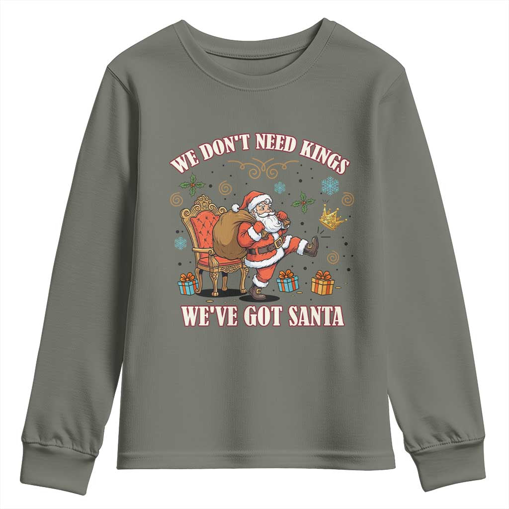 No Kings Only Santa Youth Sweatshirt Funny Christmas Parody Gift - Wonder Print Shop