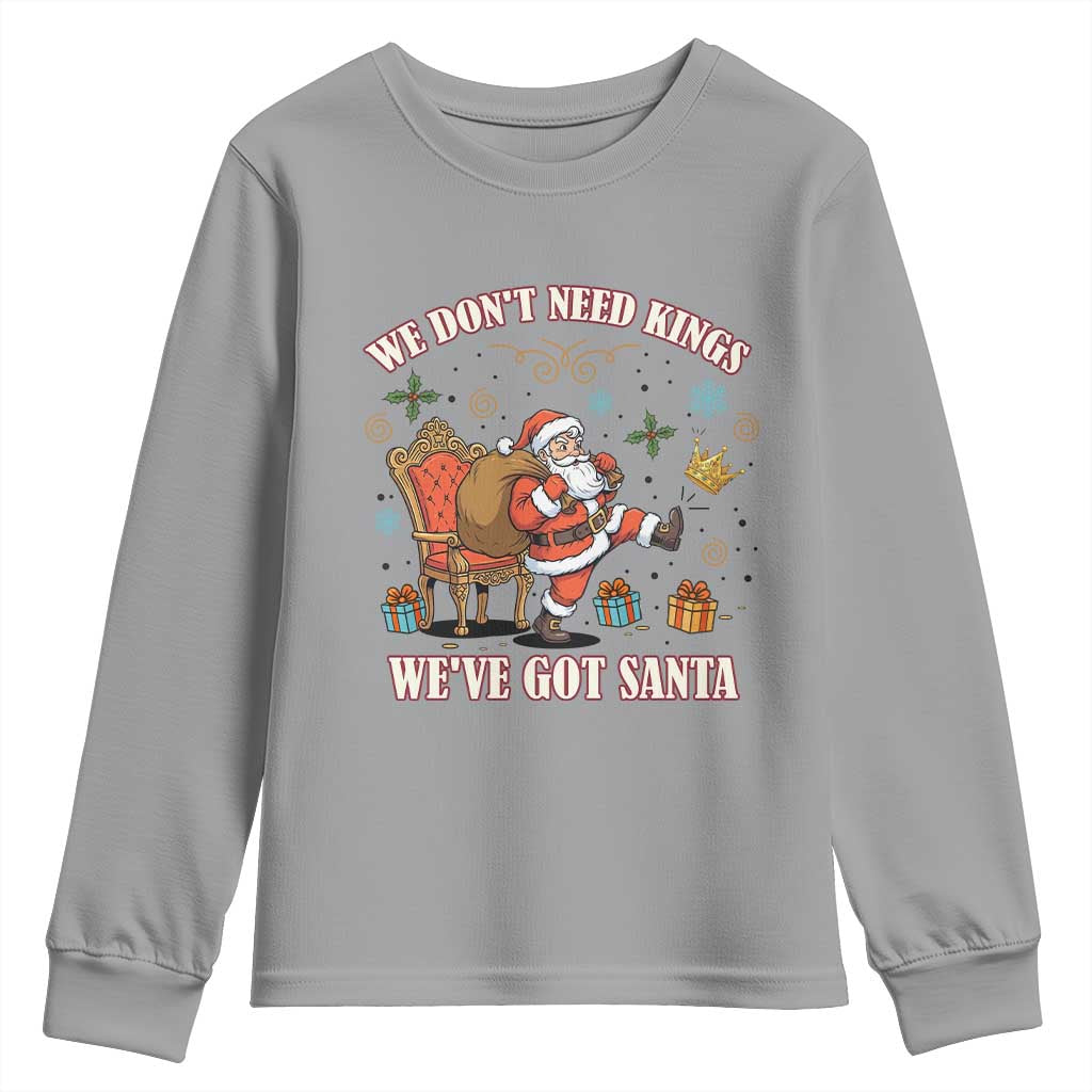 No Kings Only Santa Youth Sweatshirt Funny Christmas Parody Gift - Wonder Print Shop