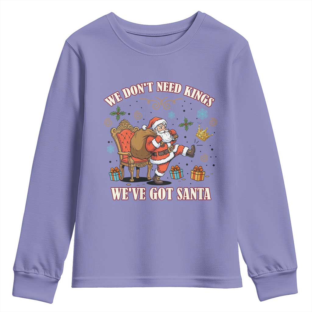 No Kings Only Santa Youth Sweatshirt Funny Christmas Parody Gift - Wonder Print Shop