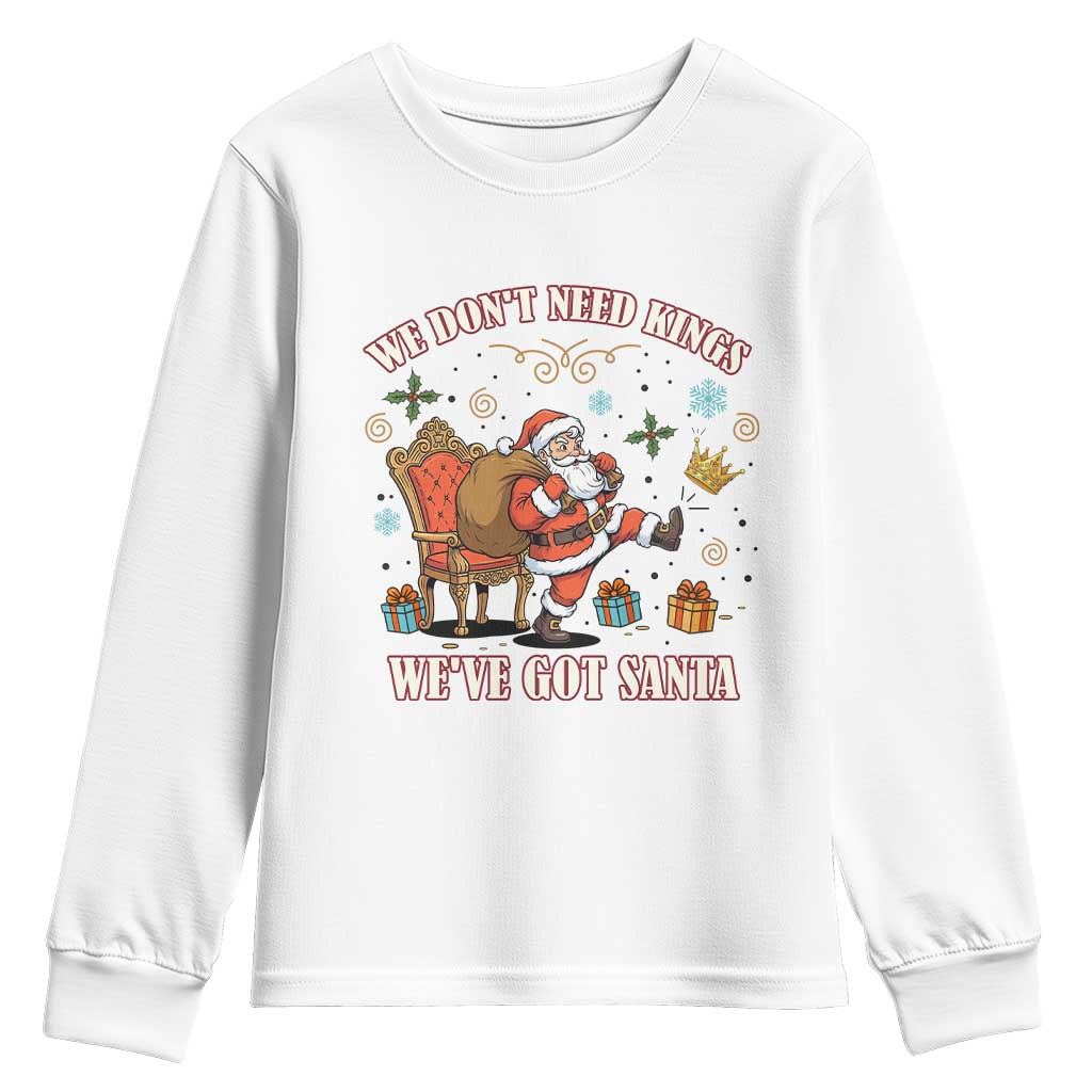 No Kings Only Santa Youth Sweatshirt Funny Christmas Parody Gift - Wonder Print Shop