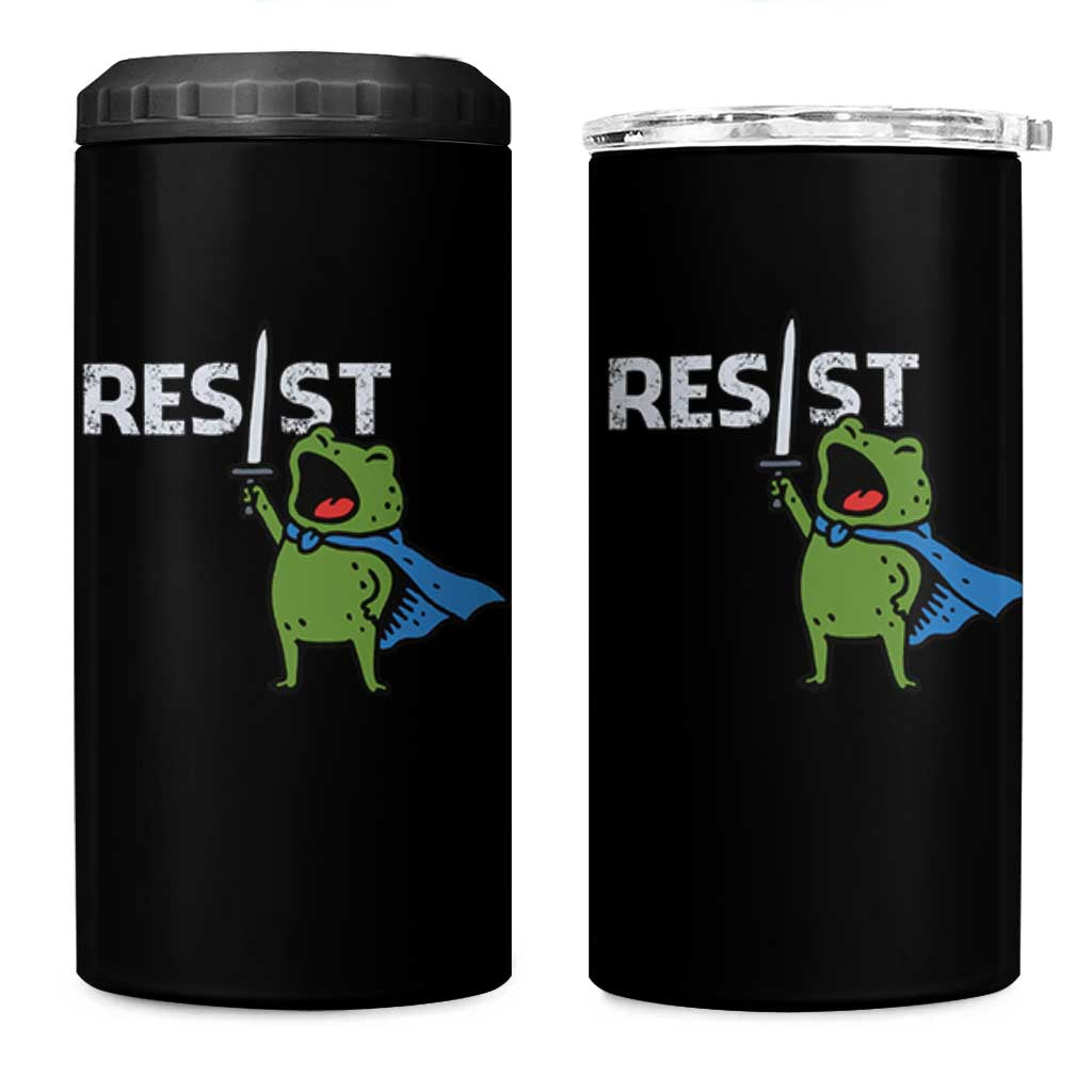 Resist Frog Warrior 4 in 1 Can Cooler Tumbler Funny Rebel Meme Gift - Wonder Print Shop