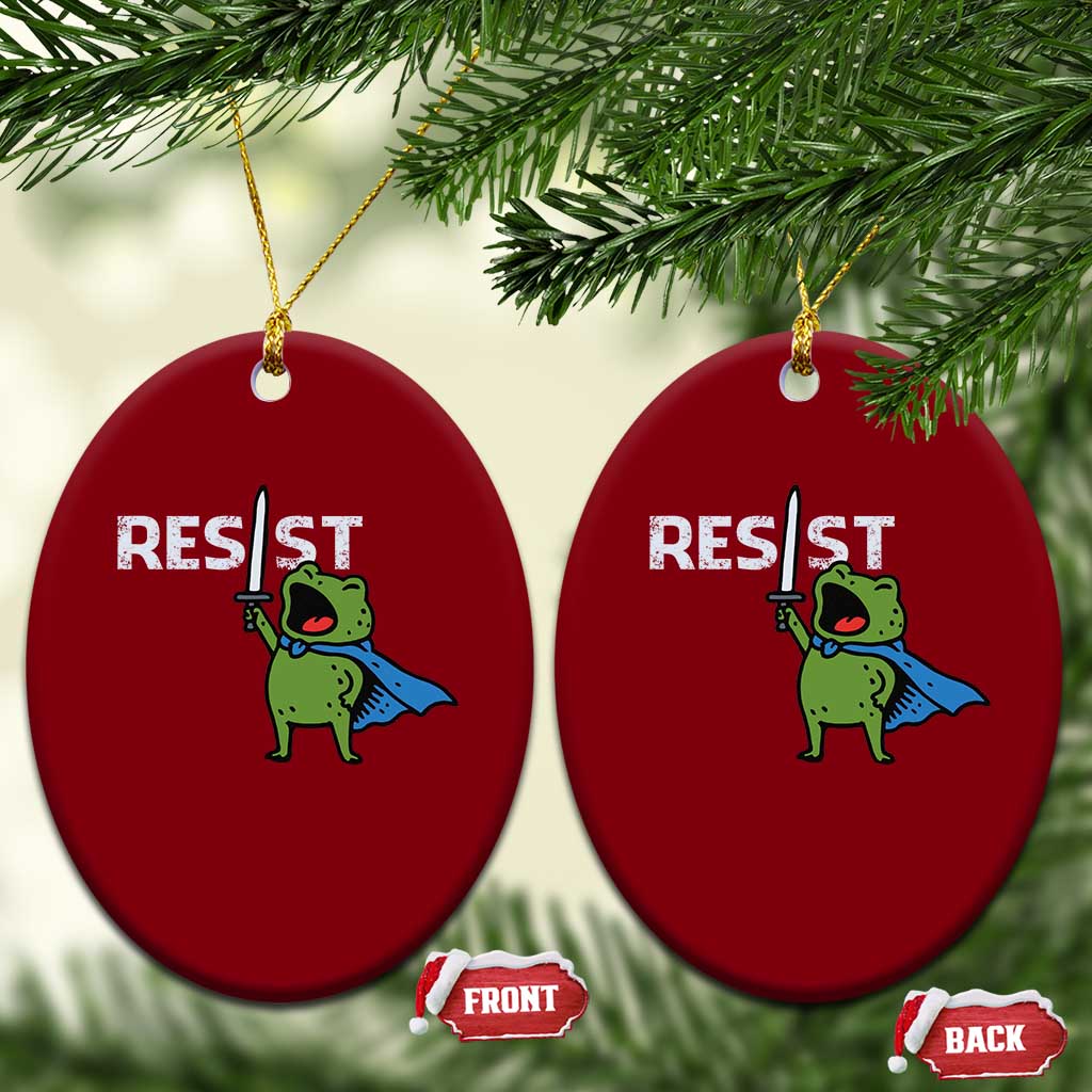 Resist Frog Warrior Ceramic Ornament Funny Rebel Meme Gift - Wonder Print Shop