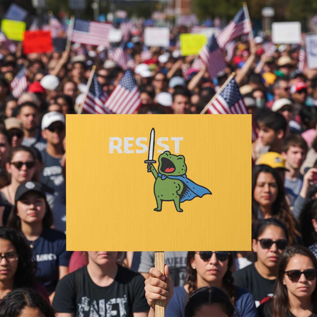 Resist Frog Warrior Protest Sign Funny Rebel Meme Gift - Wonder Print Shop
