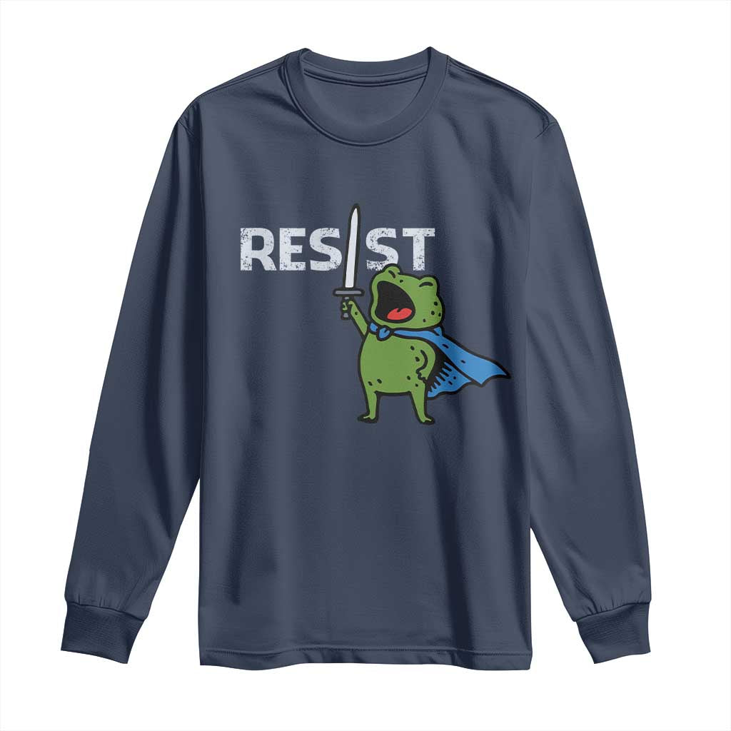 Resist Frog Warrior Long Sleeve Shirt Funny Rebel Meme Gift - Wonder Print Shop